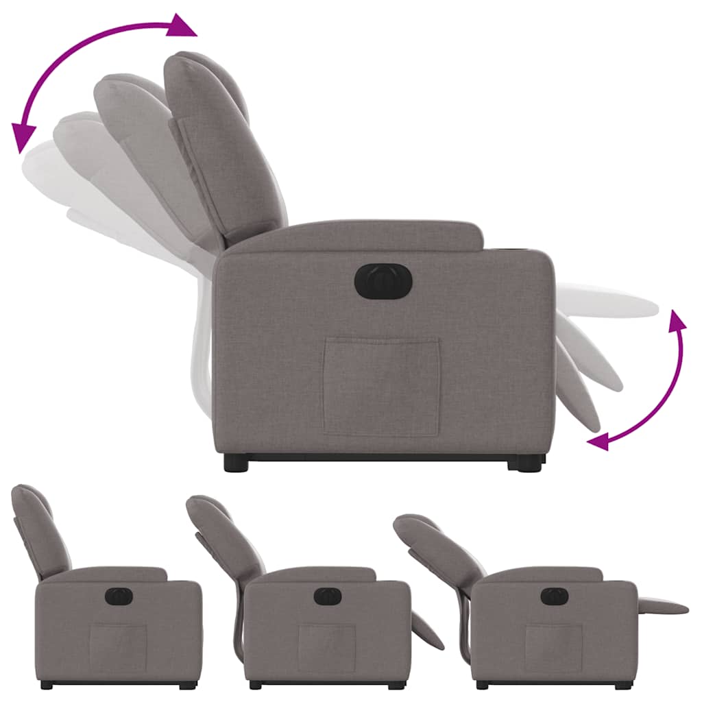 Fauteuil relax avec releveur électrique en tissu taupe