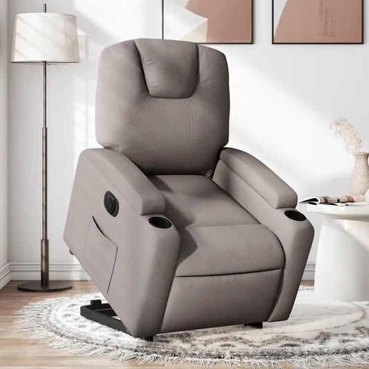 Fauteuil relax avec releveur électrique en tissu taupe