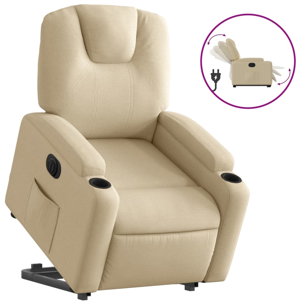 Fauteuil relax avec releveur électrique en tissu crème
