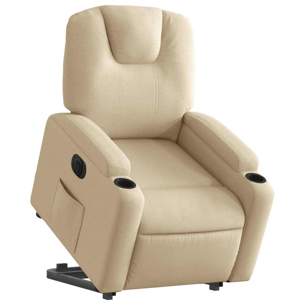 Fauteuil relax avec releveur électrique en tissu crème