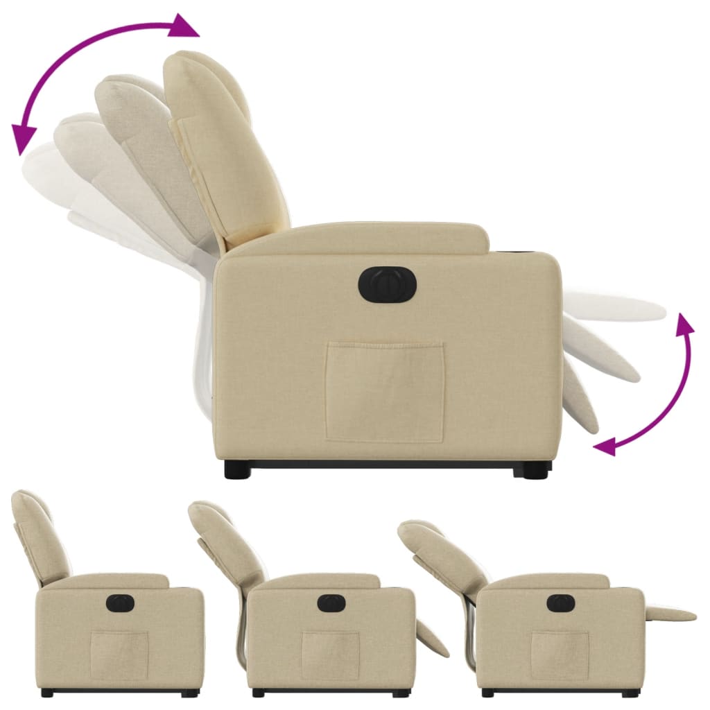 Fauteuil relax avec releveur électrique en tissu crème