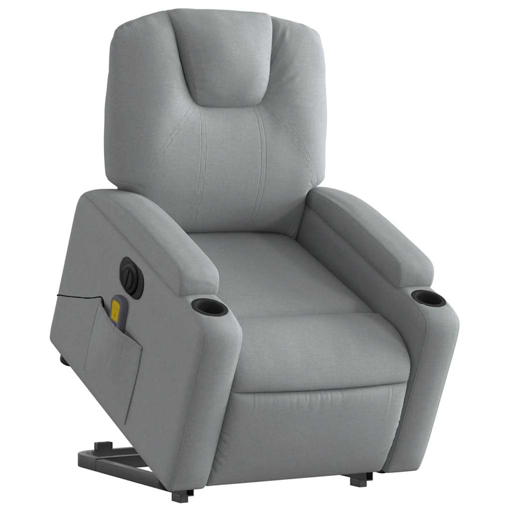 Fauteuil de massage électrique avec aide à la verticalisation en tissu gris clair