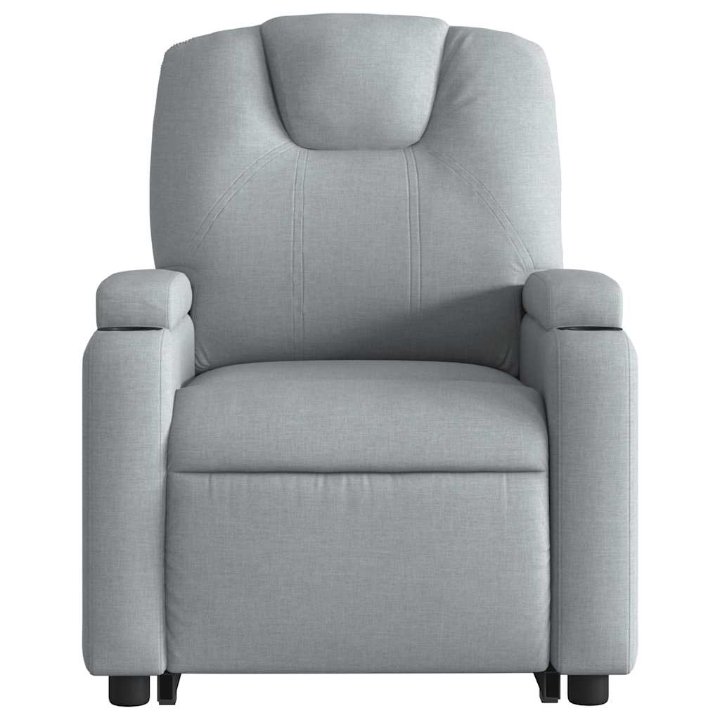 Fauteuil de massage électrique avec aide à la verticalisation en tissu gris clair
