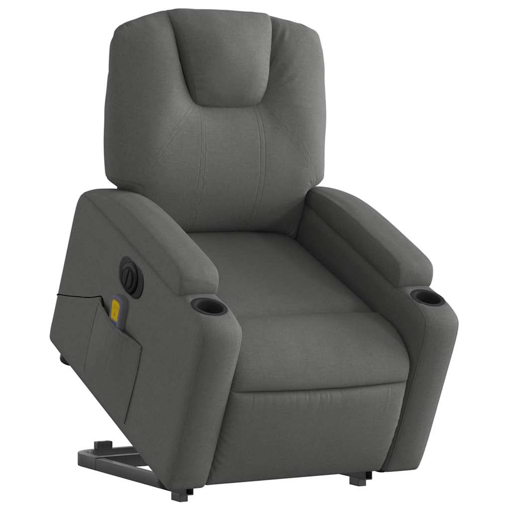 Fauteuil de massage électrique avec aide au verticalisation en tissu gris foncé