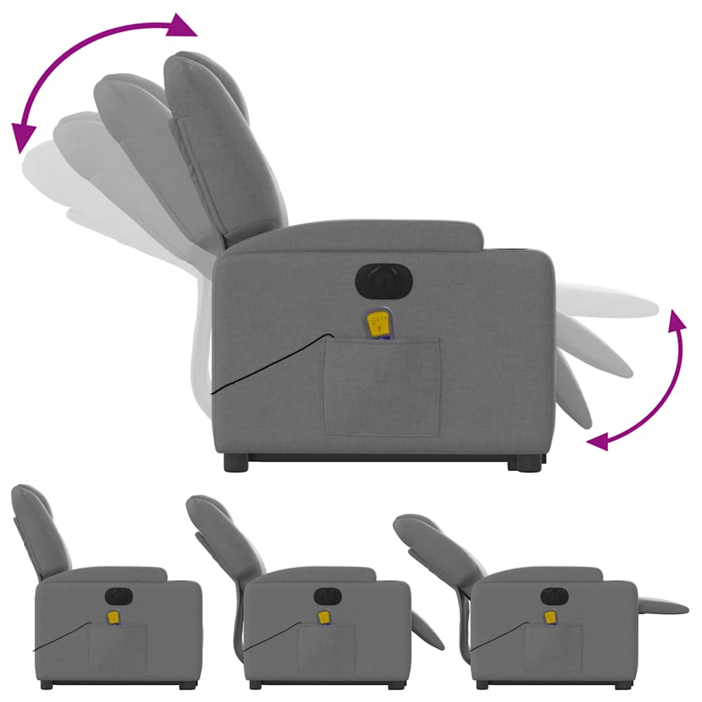 Fauteuil de massage électrique avec aide au verticalisation en tissu gris foncé