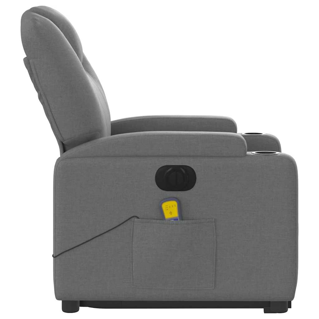Fauteuil de massage électrique avec aide au verticalisation en tissu gris foncé