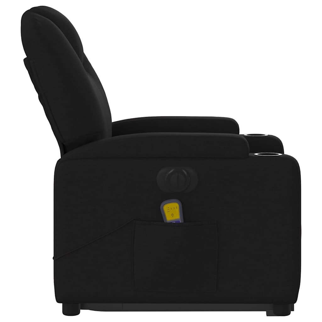 Fauteuil de massage électrique avec aide au verticalisation, tissu noir