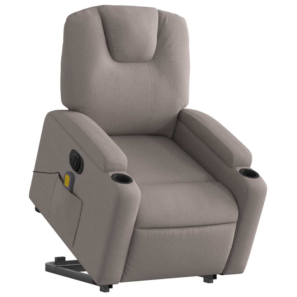Fauteuil de massage électrique avec aide au verticalisation en tissu taupe