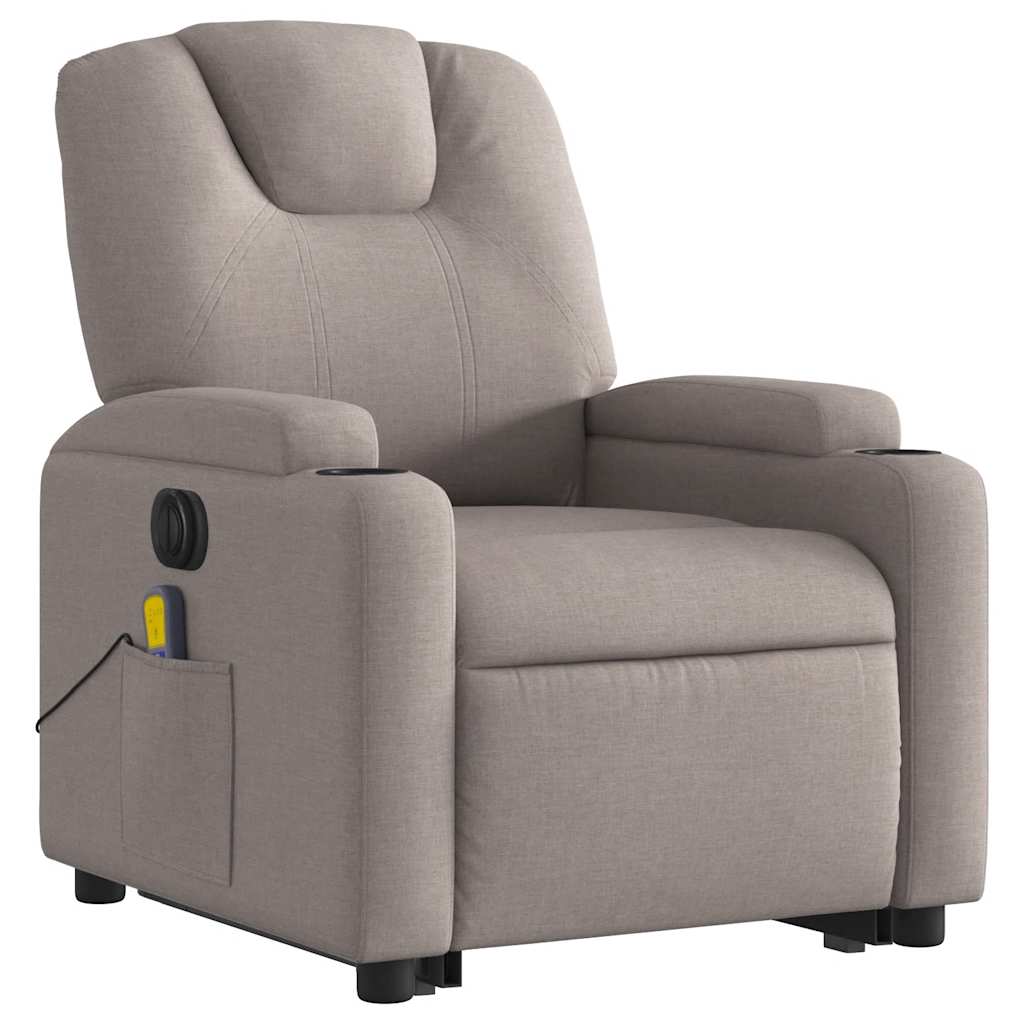 Fauteuil de massage électrique avec aide au verticalisation en tissu taupe