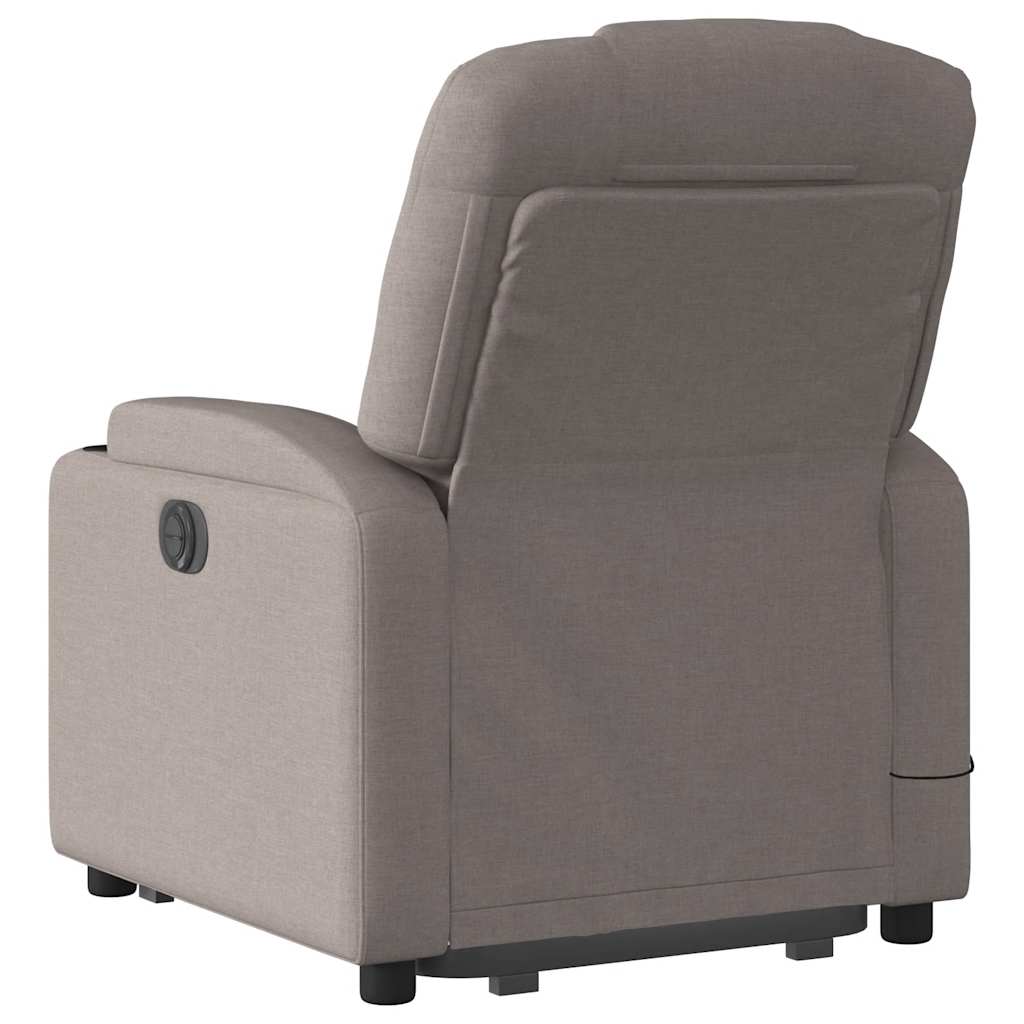 Fauteuil de massage électrique avec aide au verticalisation en tissu taupe