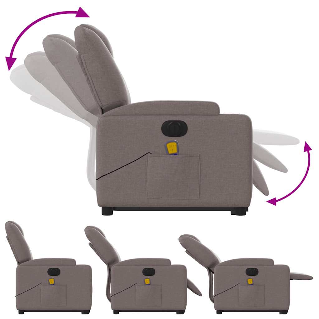 Fauteuil de massage électrique avec aide au verticalisation en tissu taupe