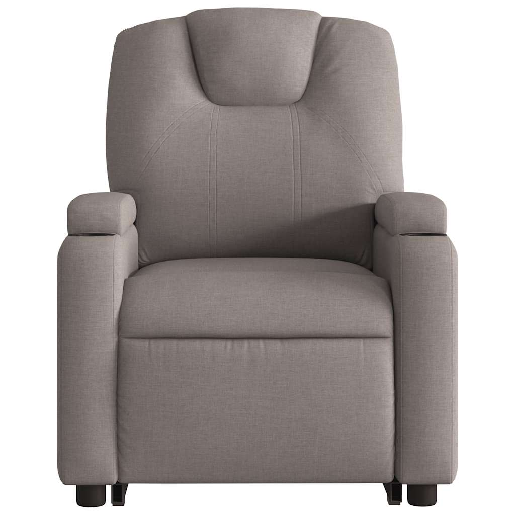 Fauteuil de massage électrique avec aide au verticalisation en tissu taupe