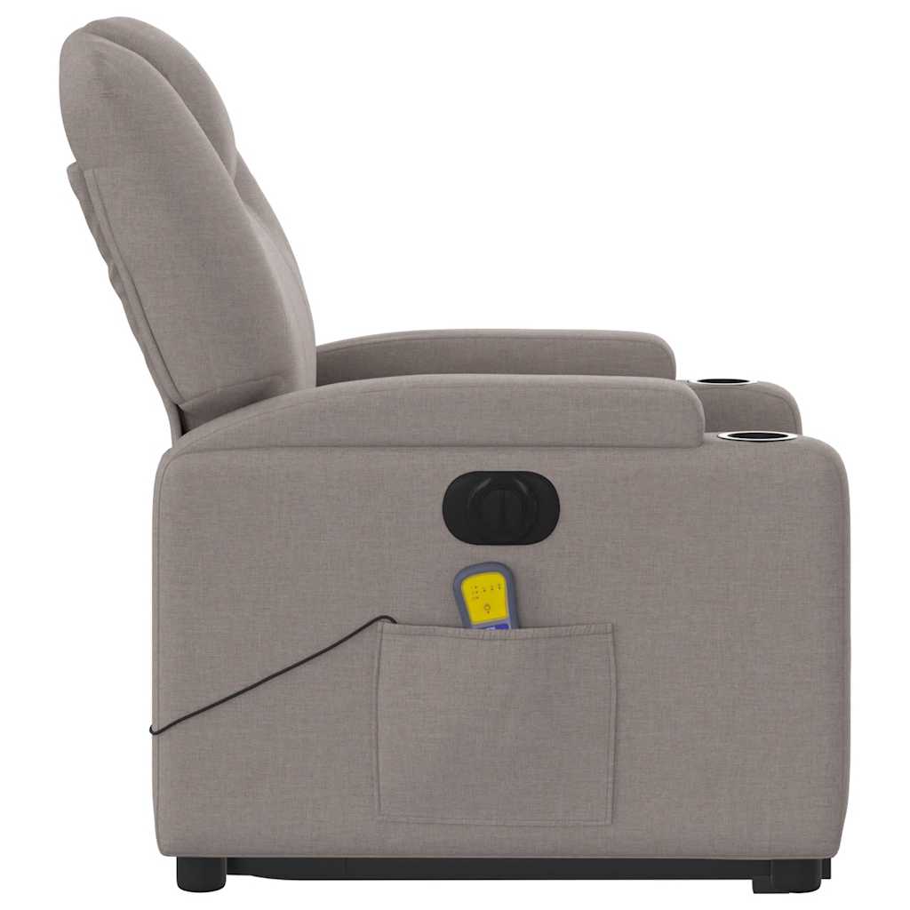 Fauteuil de massage électrique avec aide au verticalisation en tissu taupe