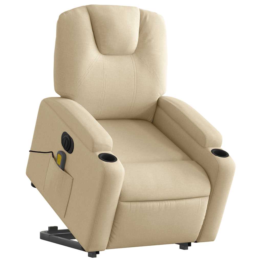 Fauteuil de massage électrique avec aide au verticalisation en tissu crème