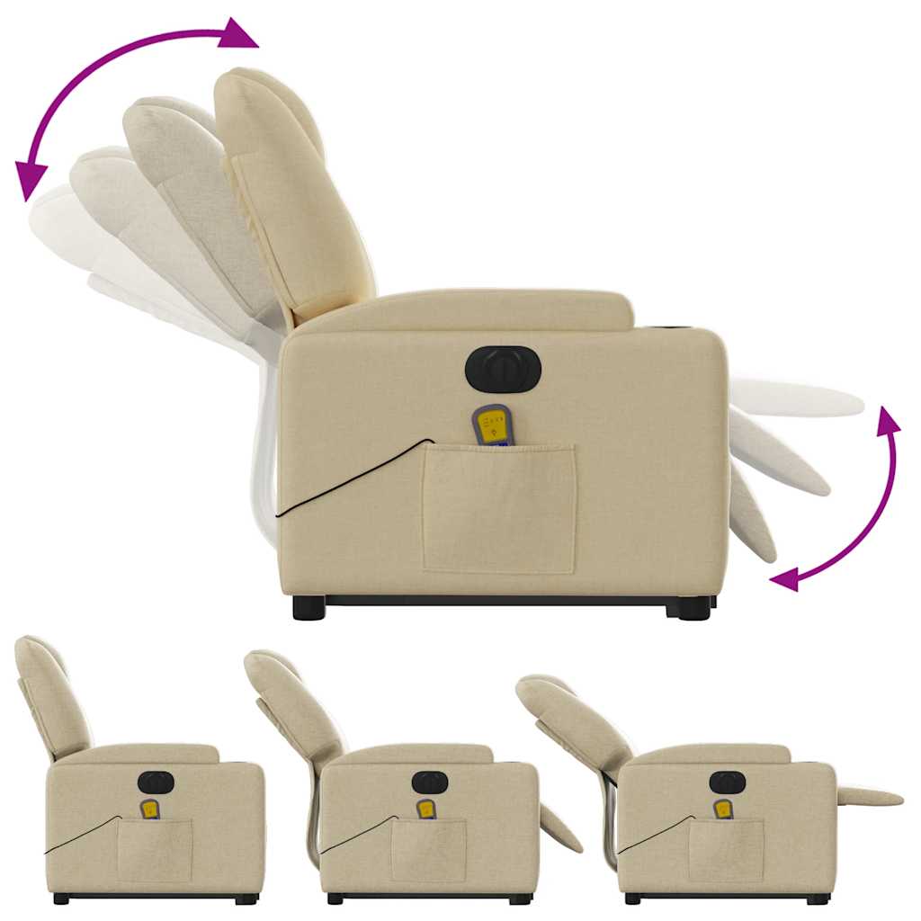 Fauteuil de massage électrique avec aide au verticalisation en tissu crème