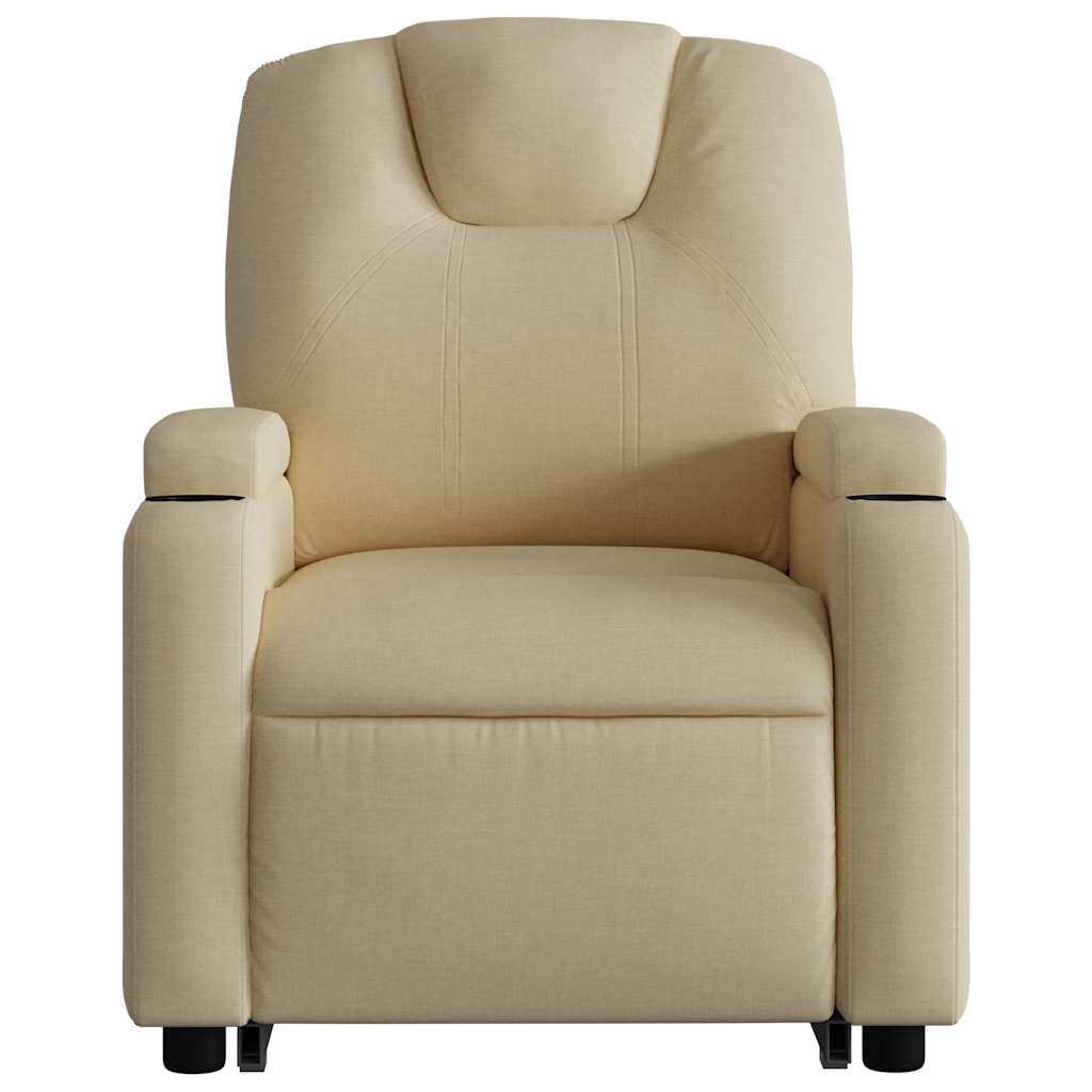 Fauteuil de massage électrique avec aide au verticalisation en tissu crème