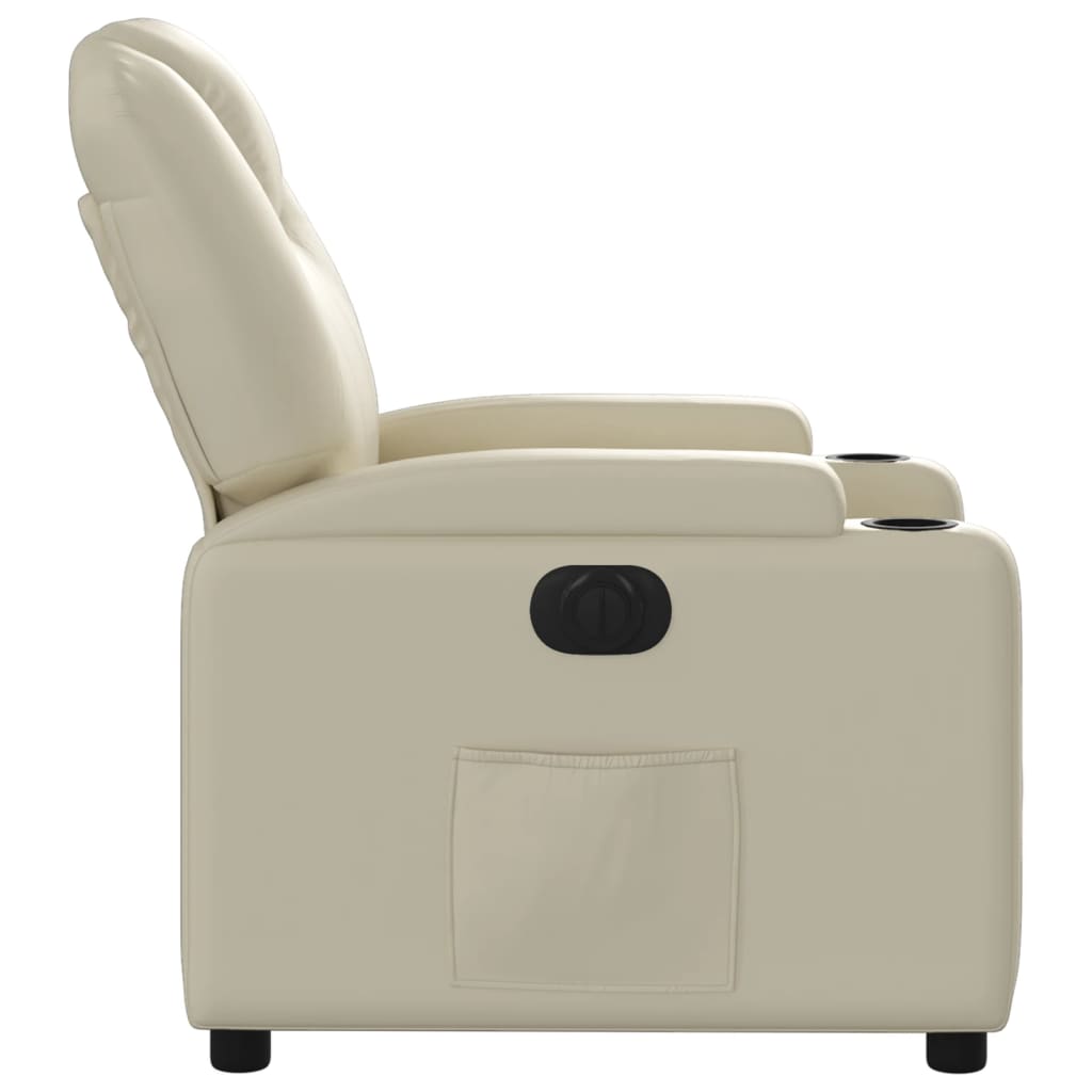 Fauteuil inclinable électrique en similicuir crème