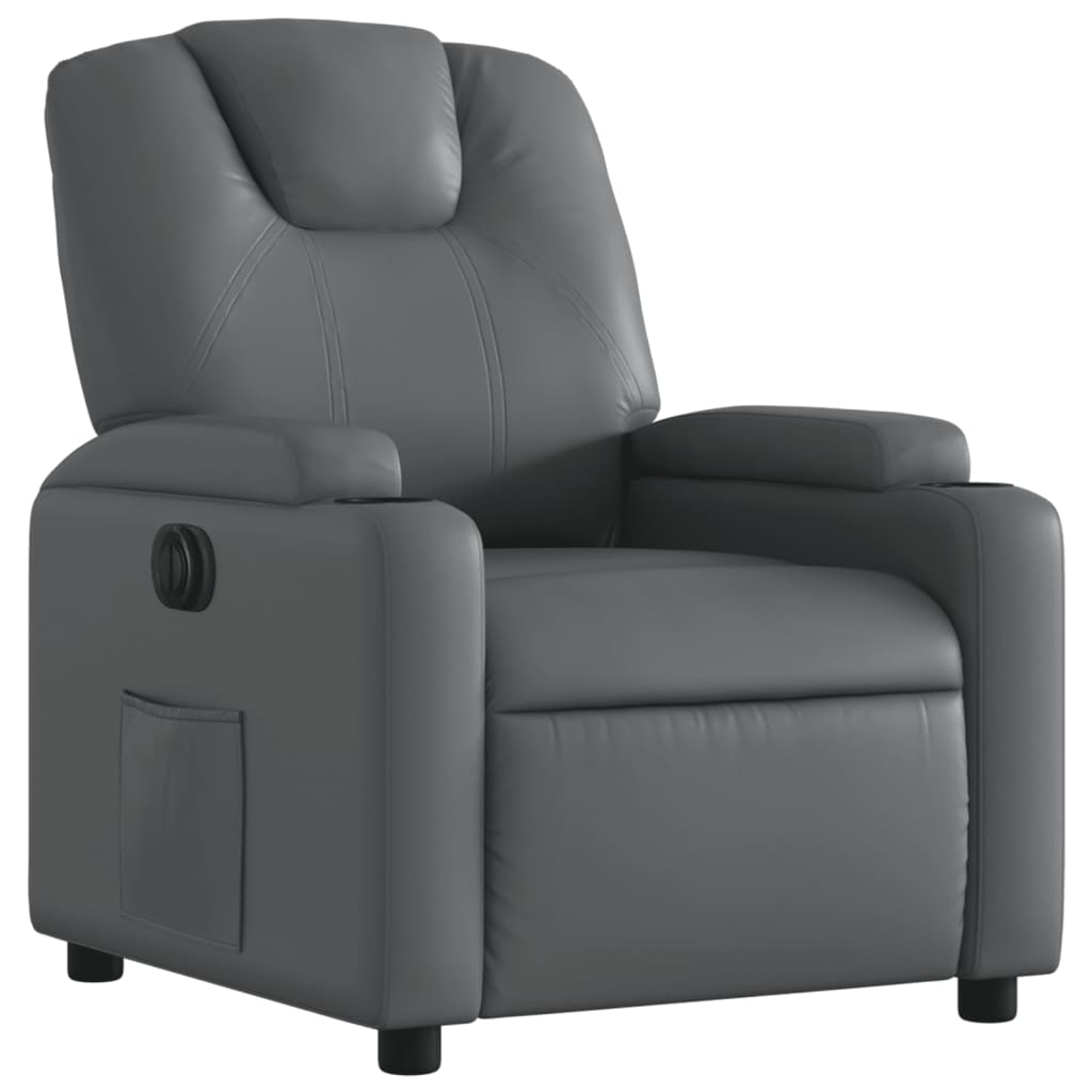 Fauteuil inclinable électrique en similicuir gris