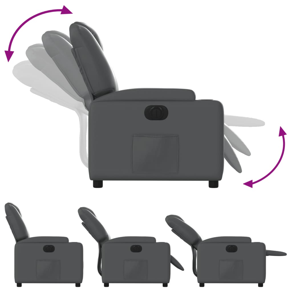 Fauteuil inclinable électrique en similicuir gris