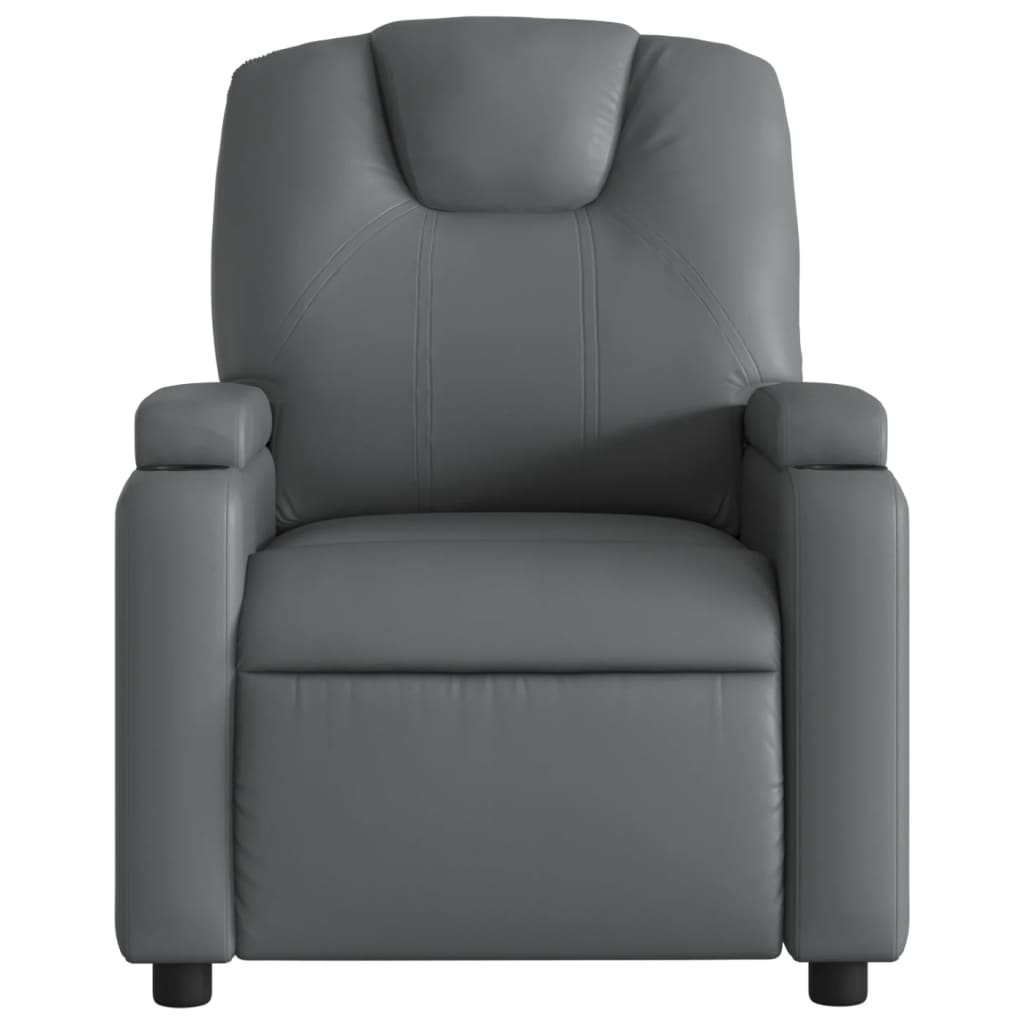 Fauteuil inclinable électrique en similicuir gris
