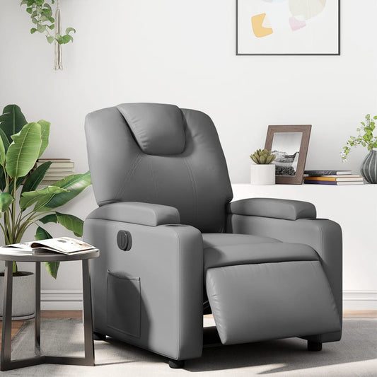 Fauteuil inclinable électrique en similicuir gris
