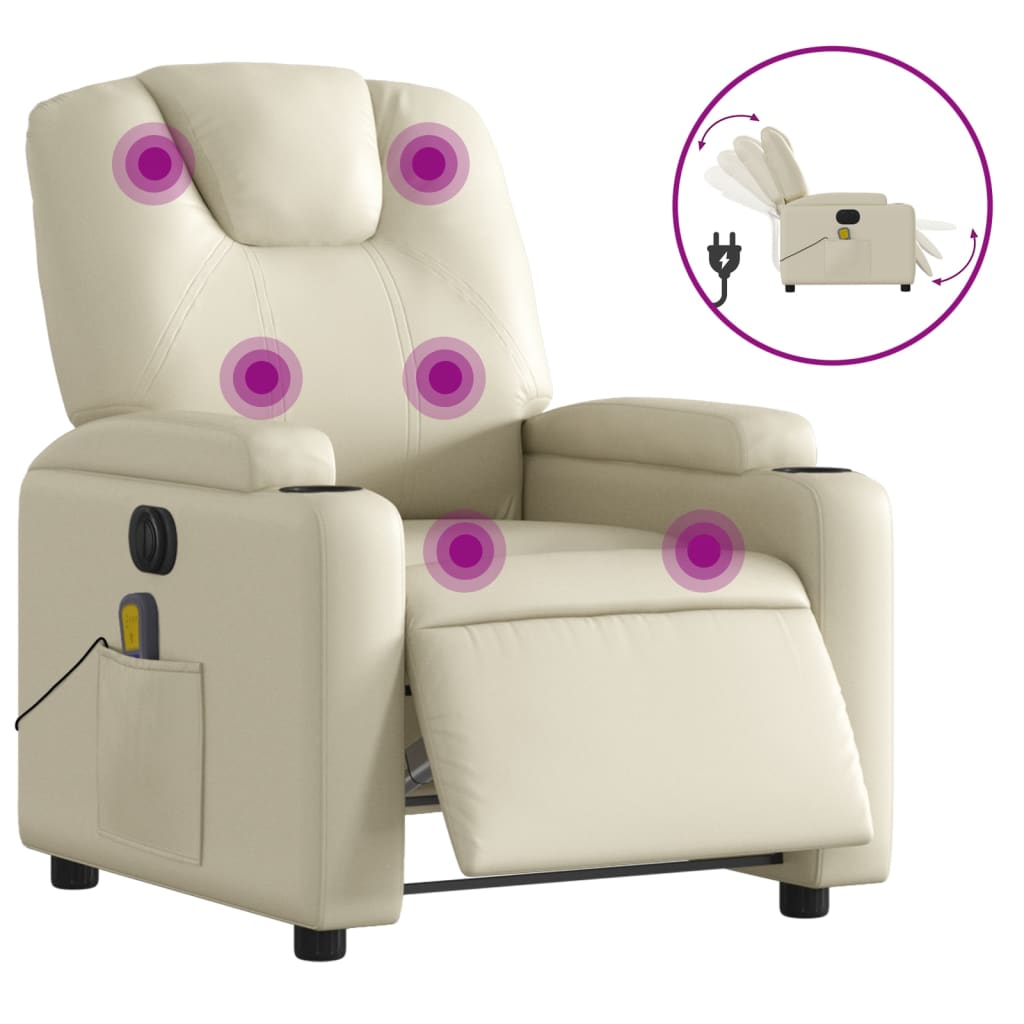 Fauteuil de massage électrique en similicuir crème