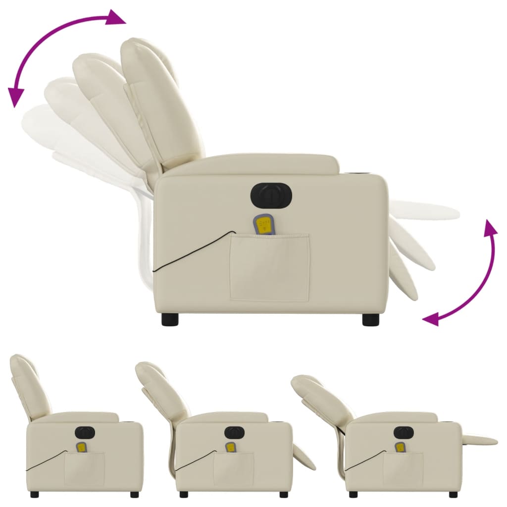 Fauteuil de massage électrique en similicuir crème