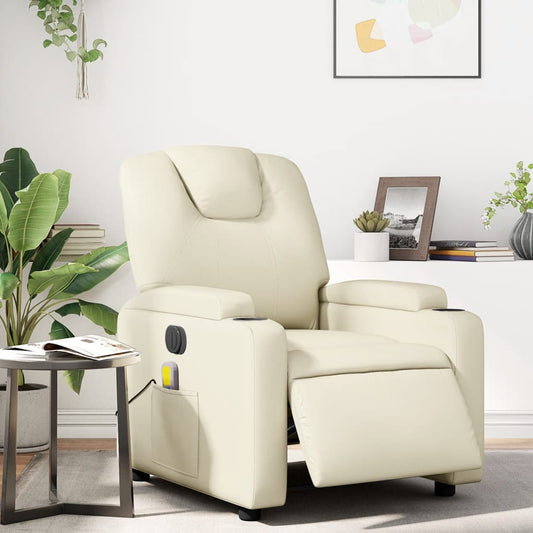 Fauteuil de massage électrique en similicuir crème