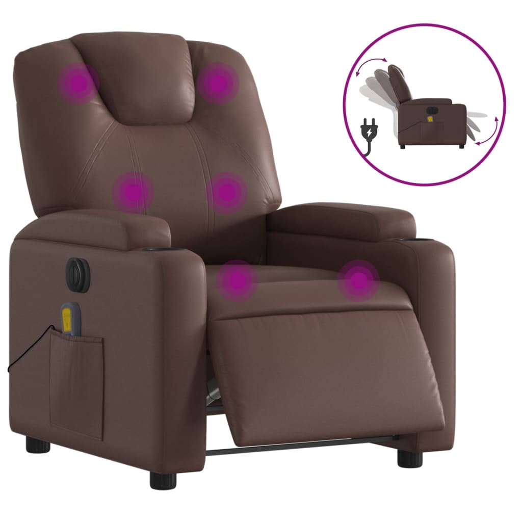 Fauteuil de massage électrique en simili cuir marron