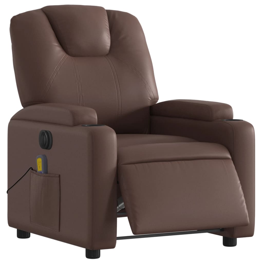 Fauteuil de massage électrique en simili cuir marron