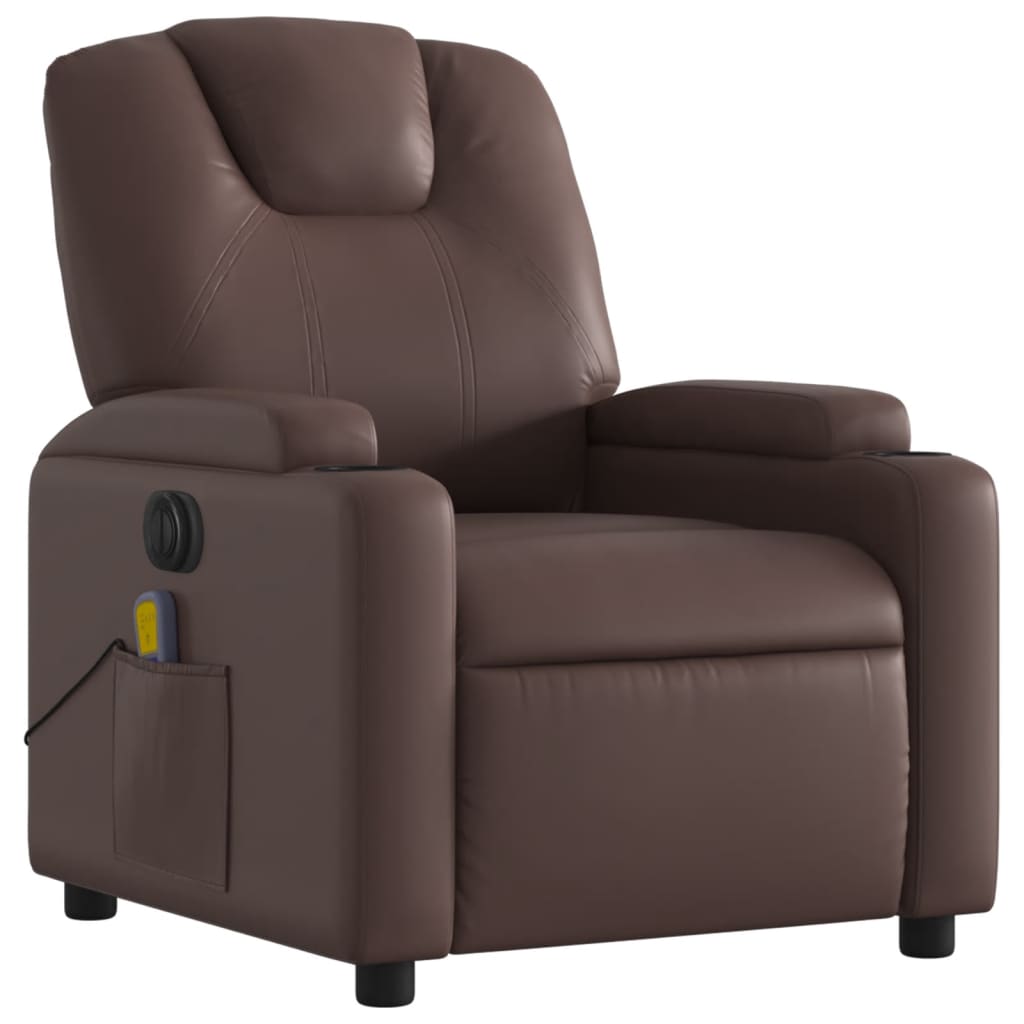 Fauteuil de massage électrique en simili cuir marron