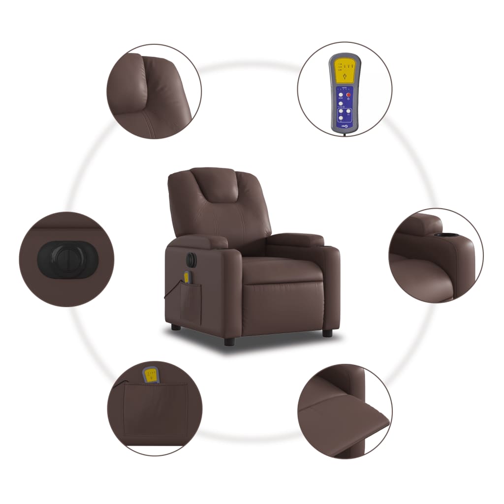 Fauteuil de massage électrique en simili cuir marron