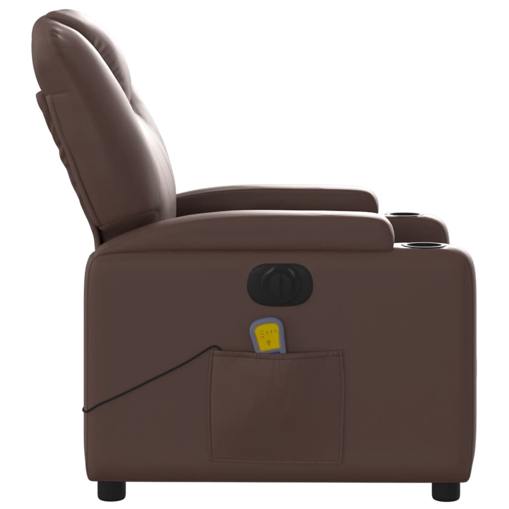 Fauteuil de massage électrique en simili cuir marron