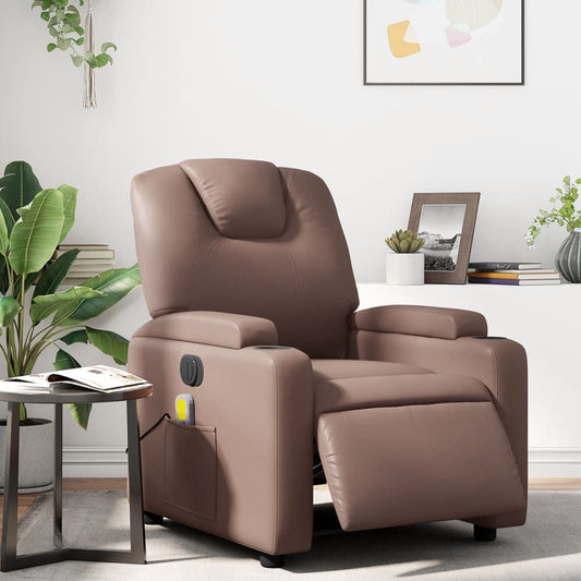 Fauteuil de massage électrique en simili cuir marron