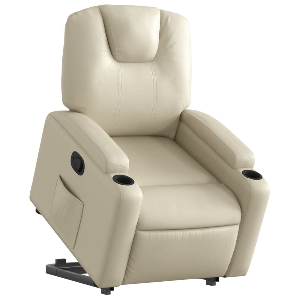 Fauteuil relax avec aide à la verticalisation en cuir synthétique crème