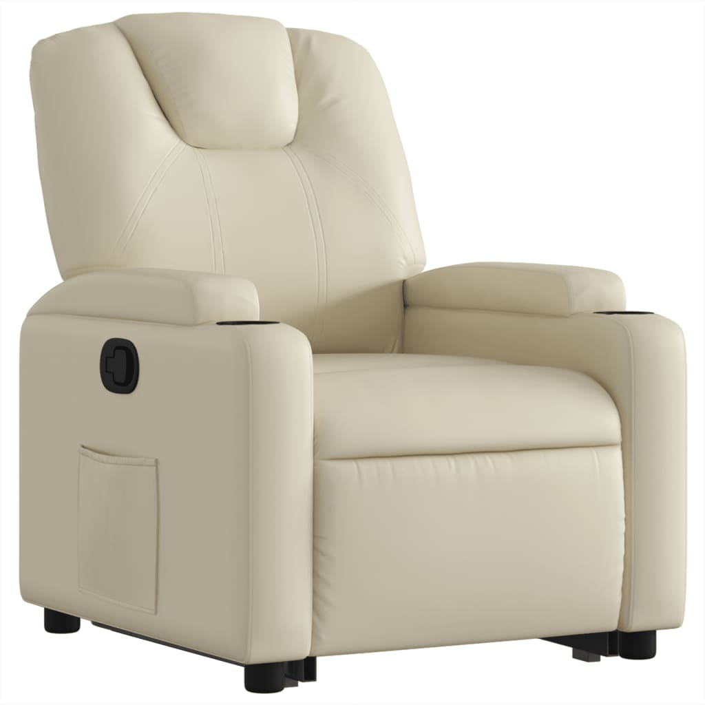 Fauteuil relax avec aide à la verticalisation en cuir synthétique crème
