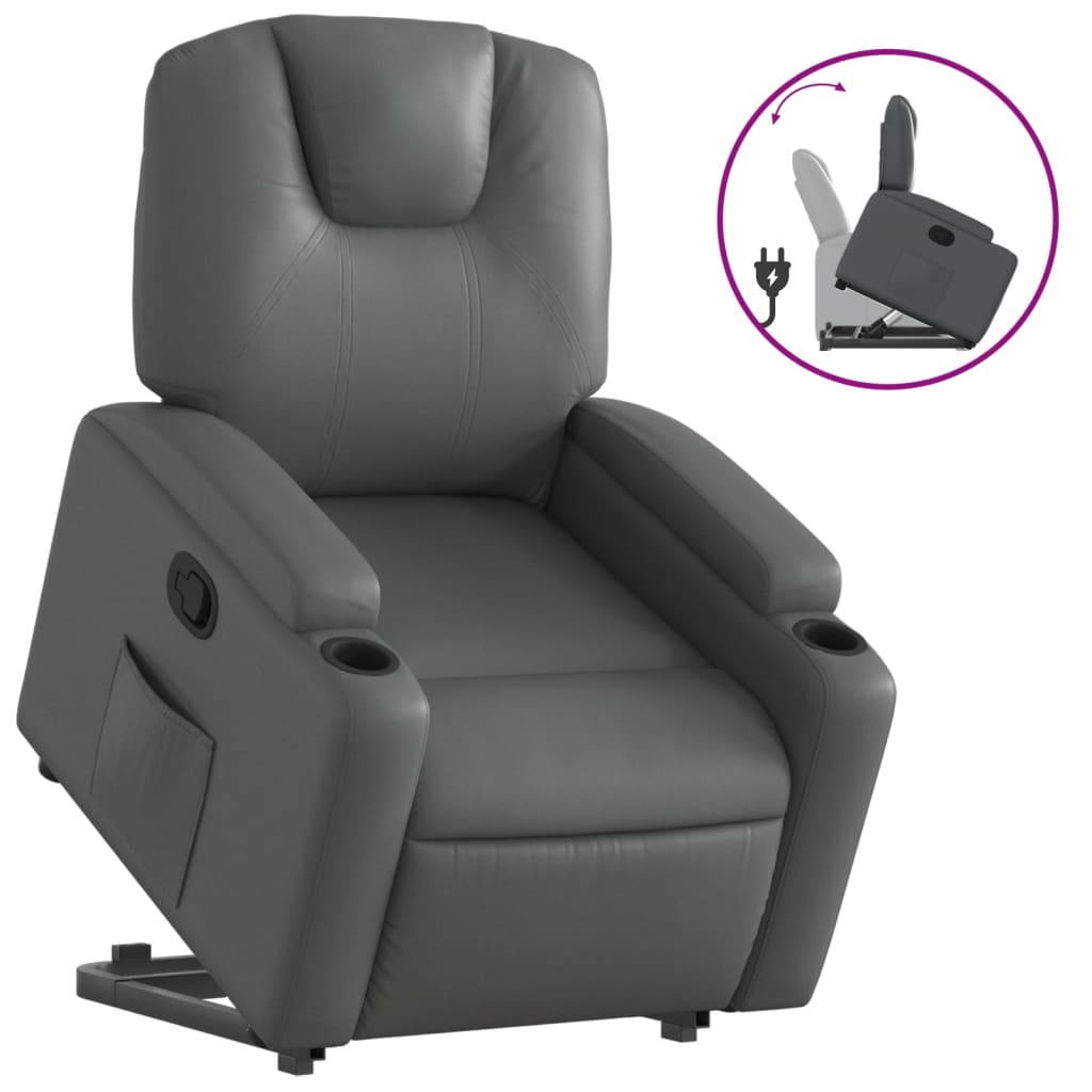 Fauteuil inclinable avec aide à la verticalisation, similicuir gris