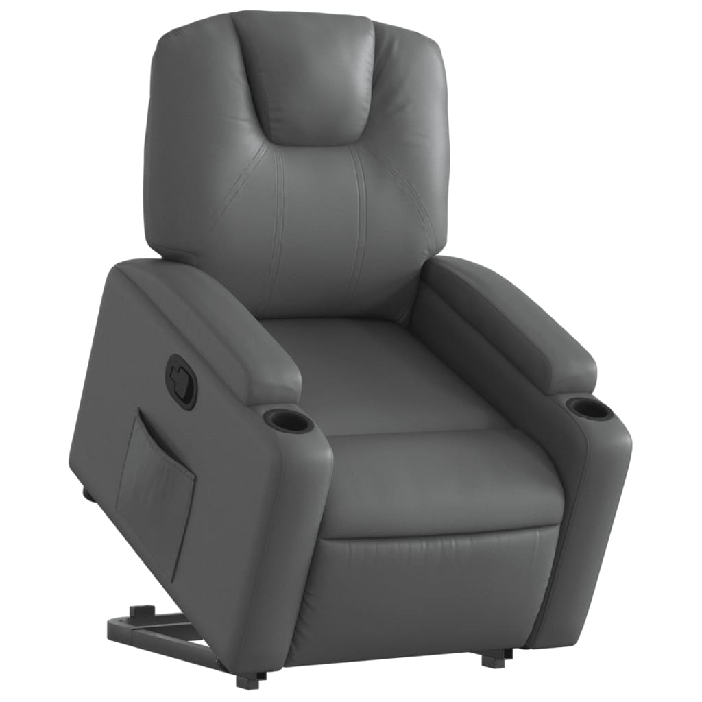 Fauteuil inclinable avec aide à la verticalisation, similicuir gris