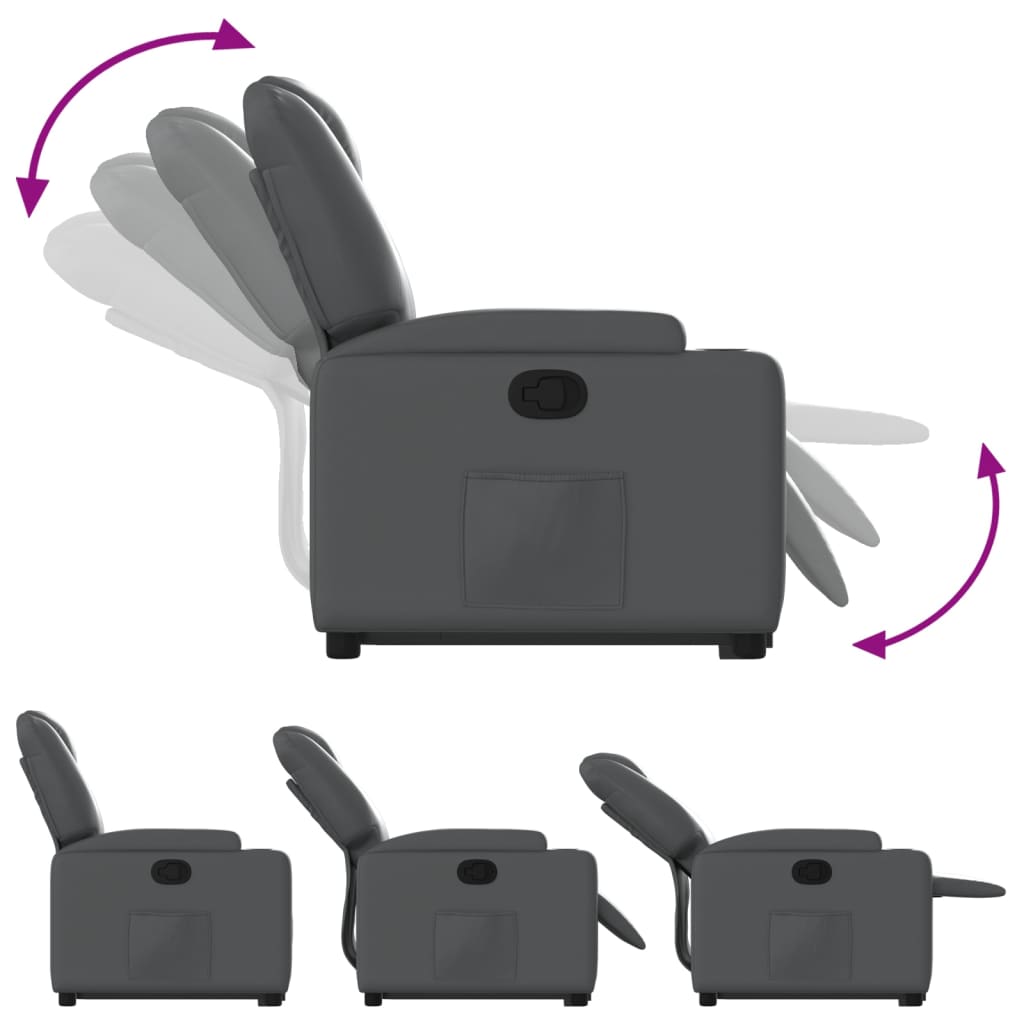 Fauteuil inclinable avec aide à la verticalisation, similicuir gris
