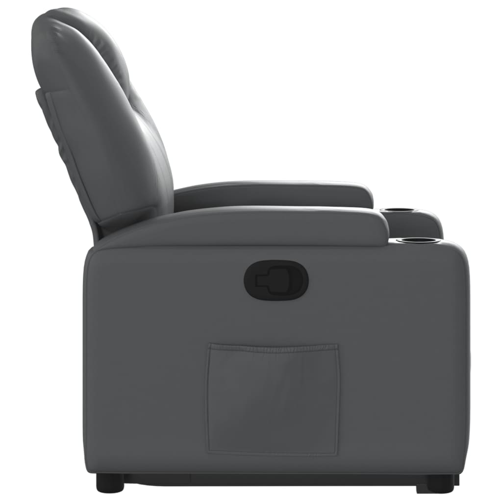 Fauteuil inclinable avec aide à la verticalisation, similicuir gris
