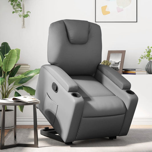 Fauteuil inclinable avec aide à la verticalisation, similicuir gris