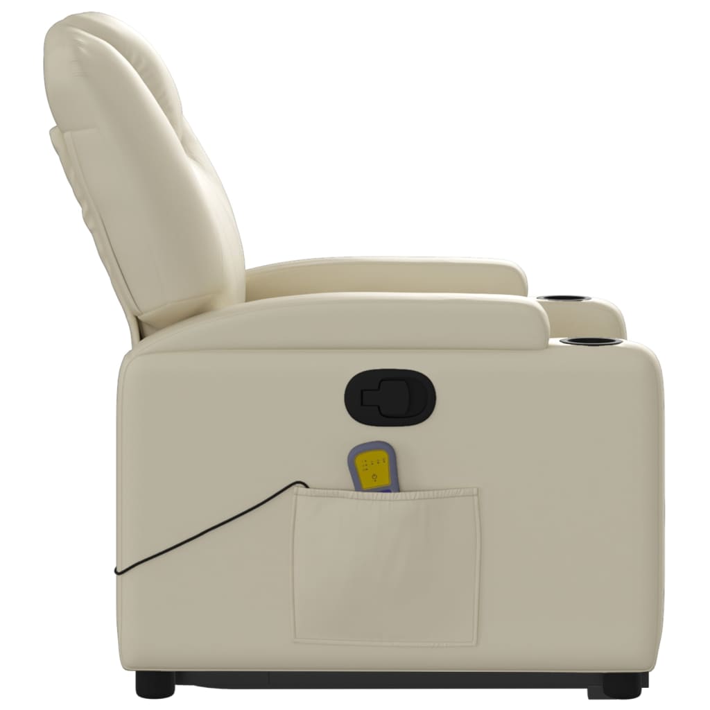 Fauteuil de massage avec aide au verticalisation en cuir artificiel crème
