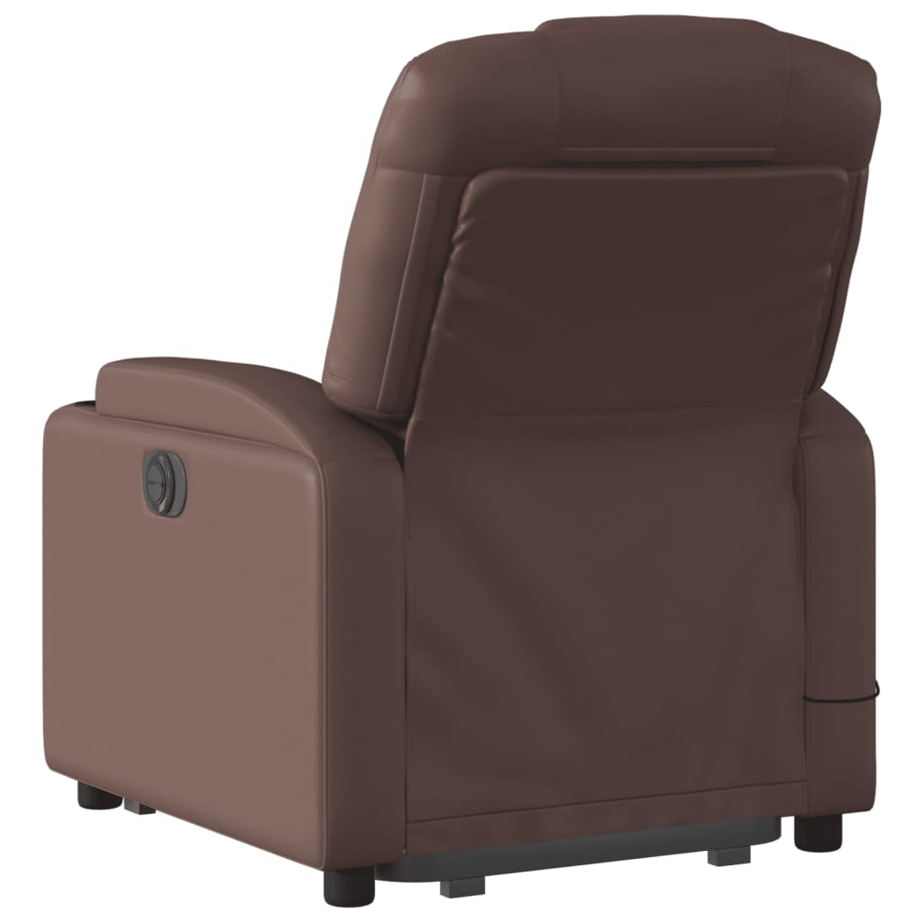 Fauteuil de massage avec aide à la verticalisation en similicuir marron