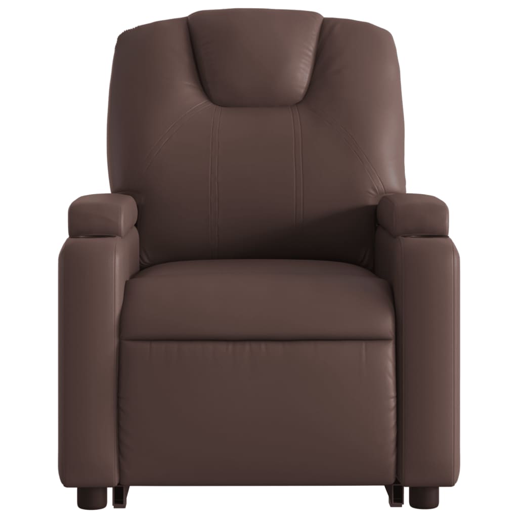 Fauteuil de massage avec aide à la verticalisation en similicuir marron