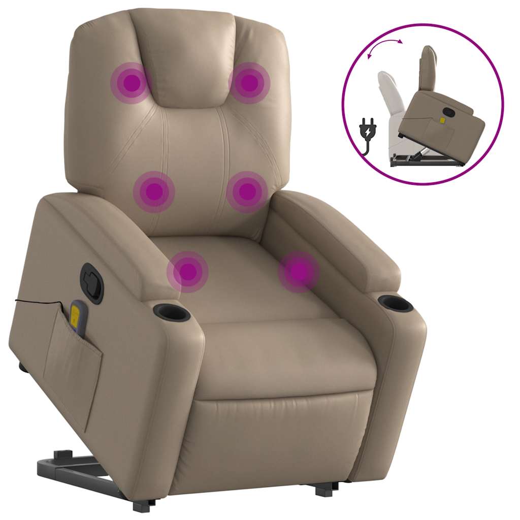 Massagesessel mit Aufstehhilfe Cappuccino Kunstleder
