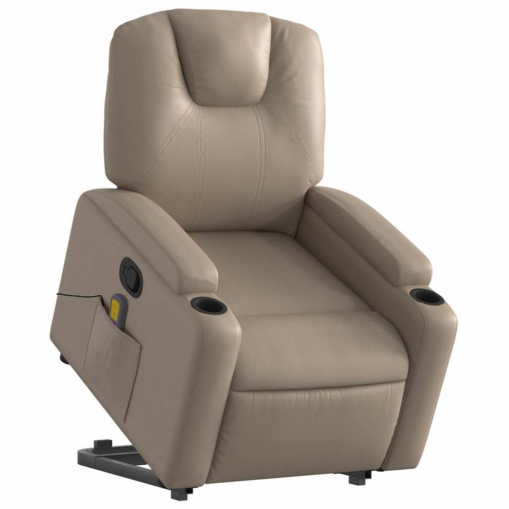 Massagesessel mit Aufstehhilfe Cappuccino Kunstleder