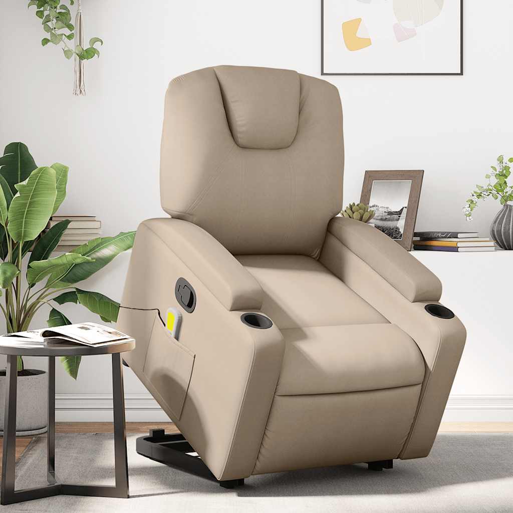 Massagesessel mit Aufstehhilfe Cappuccino Kunstleder