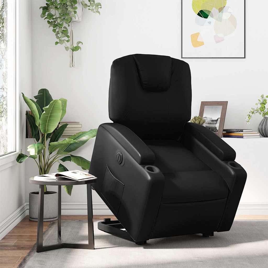 Relaxsessel mit Aufstehhilfe Elektrisch Schwarz Kunstleder
