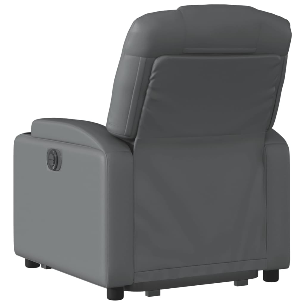 Fauteuil inclinable avec aide électrique au verticalisation, gris, simili cuir