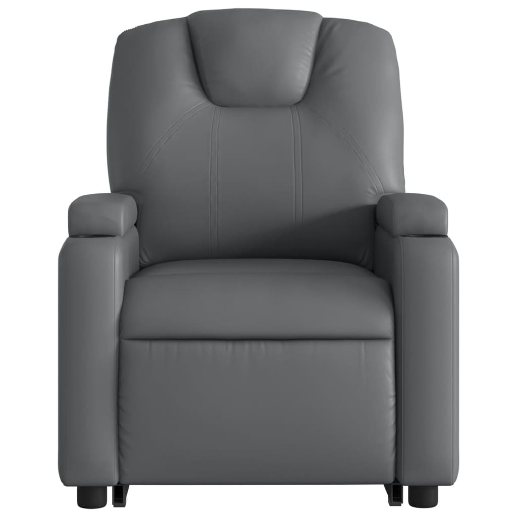 Fauteuil inclinable avec aide électrique au verticalisation, gris, simili cuir